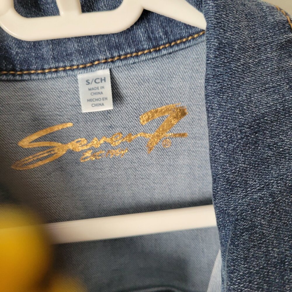 Seven7 Denim Jacket Women's Small Kramer Medium Wash Button Closure Pockets NWT - Picture 5 of 5